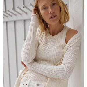 Buck Mason Soft White Coastal Linen Rib Tank